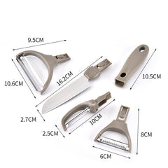 Stainless Steel Cutter Set Three Piece Set Wheat Straw Chopping Board Fruit Knife Peeler Combined Kitchen Tools